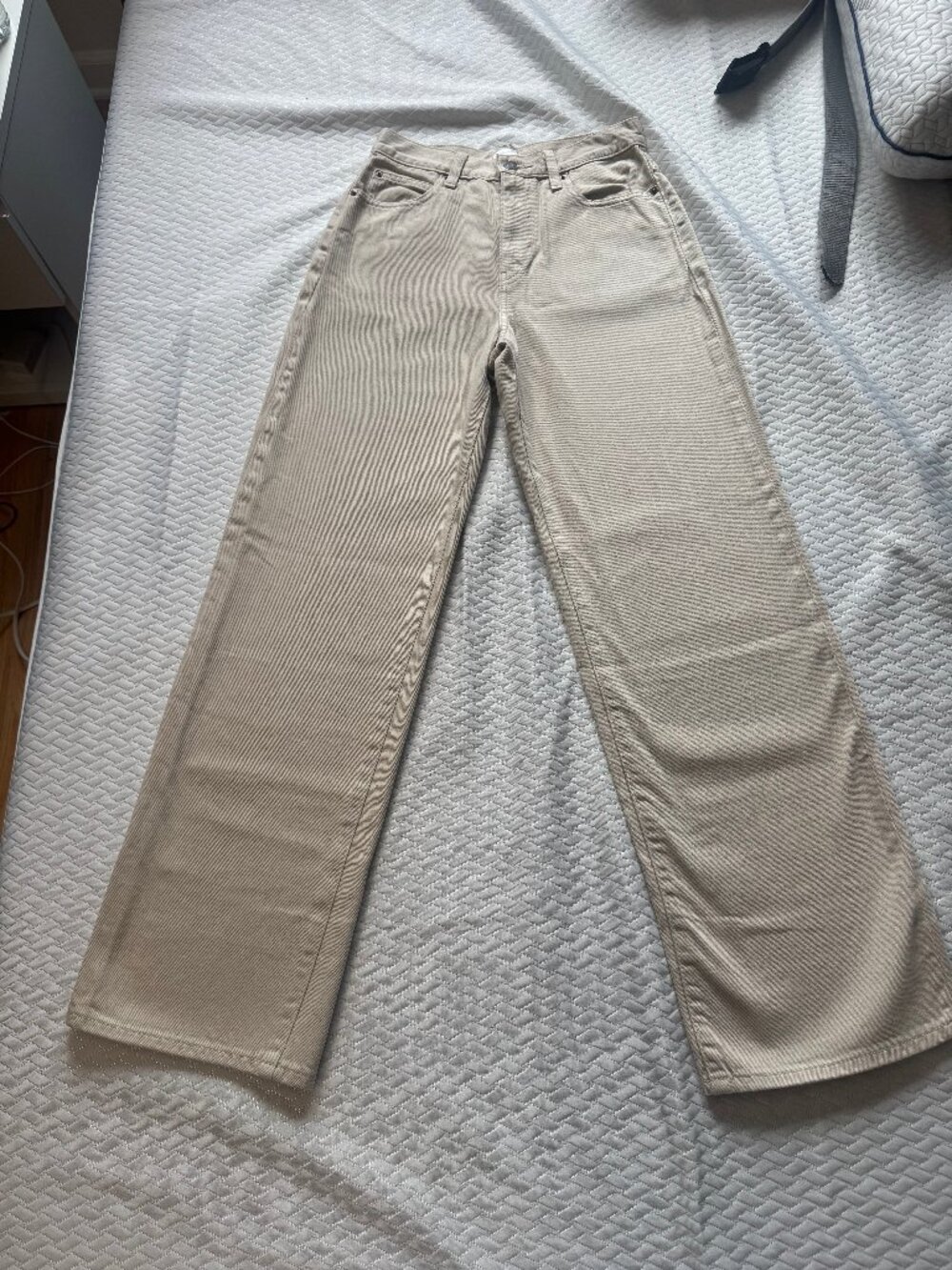 Beige Wide Straight Jeans